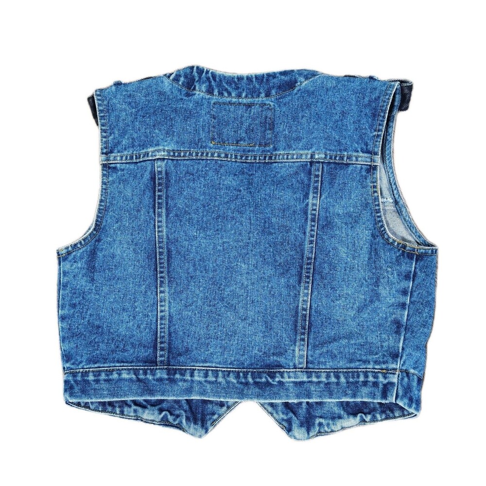 Vintage Street Wear Cropped Jean Vest Medium USA Made Two Tone Western Denim - Picture 6 of 8